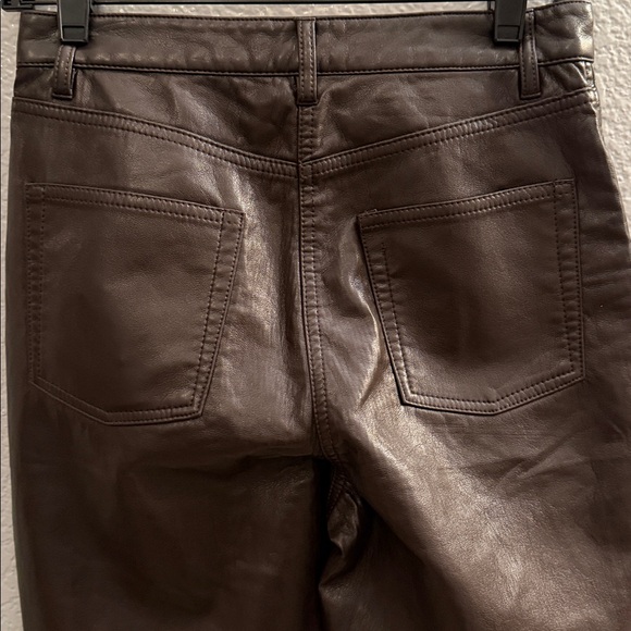 Aritzia Wilfred High Rise Faux Leather Pants Brown Size 4 - Picture 8 of 10